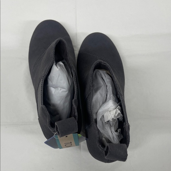 TOMS Charcoal Suede Wedge Booties - Picture 7 of 12